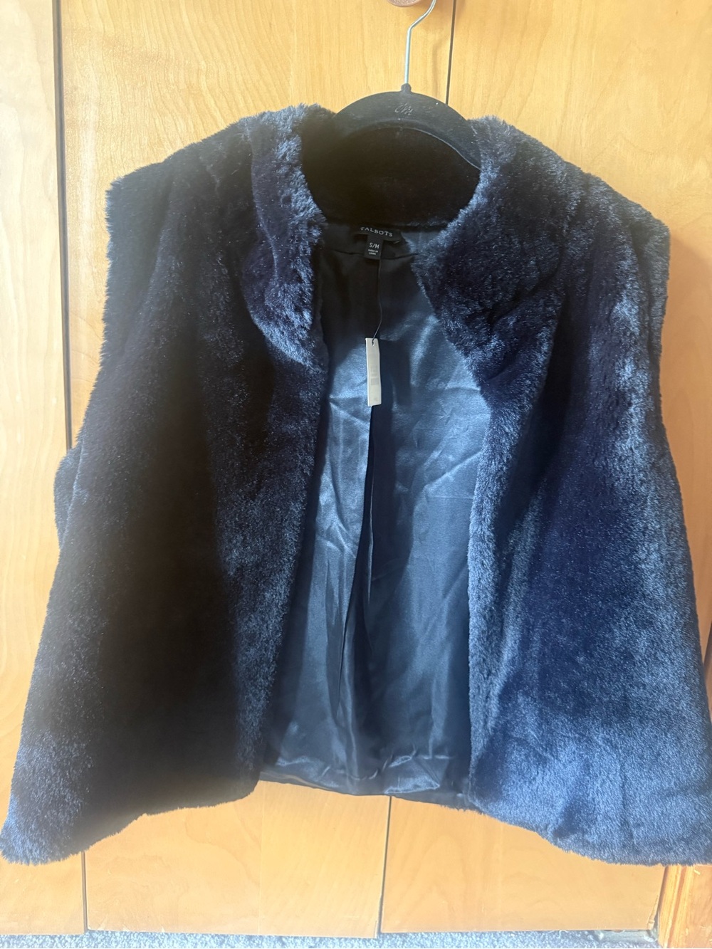 Talbots Midnight Faux Fur Open-Front Vest
